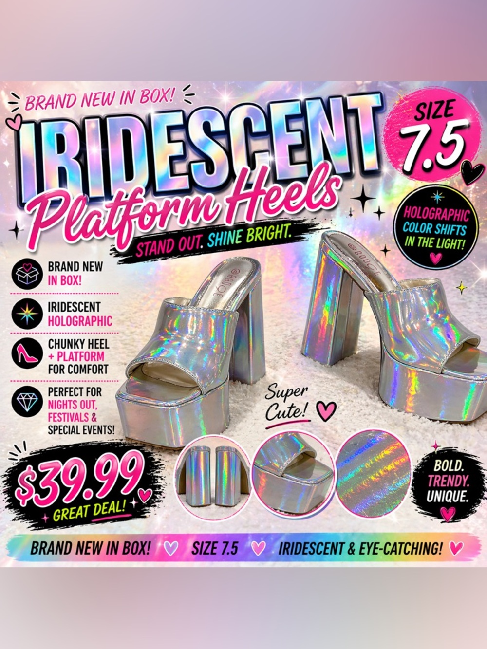 HOLOGRAPHIC / IRIDESCENT – COLOR SHIFTS IN LIGHT